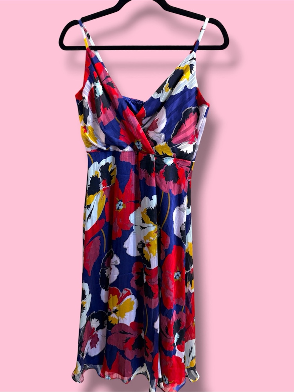 Lulu's Navy Floral Slip Dress with Red & Yellow Accents #3